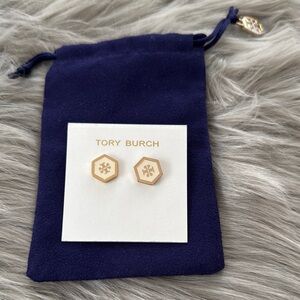 Tory Burch Gold Hexagon Stud Earrings